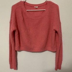 Garage Cropped Knitted Sweater (Pink)